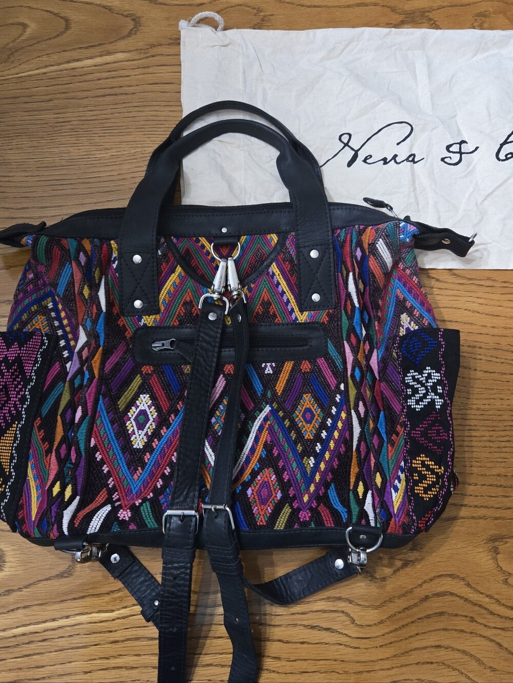 Nena & Co. Multicolor Embroidered Convertible Backpack Tote